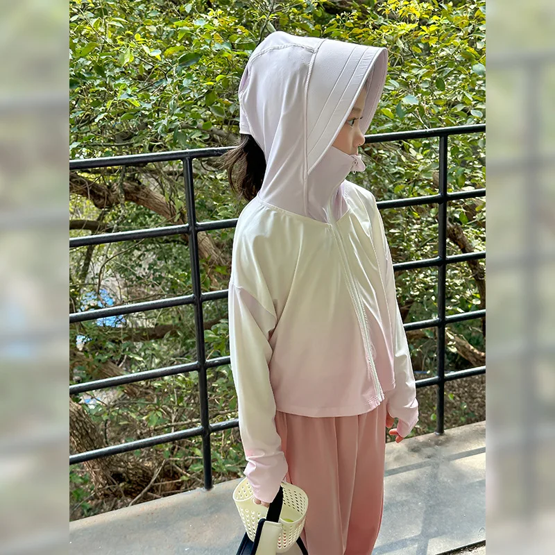 Girls Coat Sun-protective Clothing 2024 Summer New Children Clothing Hooded Sunscreen Clothes Girls Children Cool Surcoat