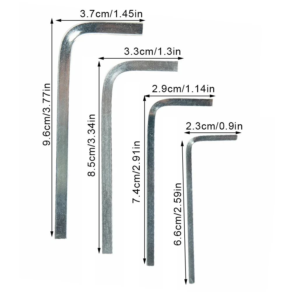 Hand Tools Wrench L Shape Screwdriver Set Silver Square Head 3-6mm 4 Point Chromium Vanadium Steel For Tightening