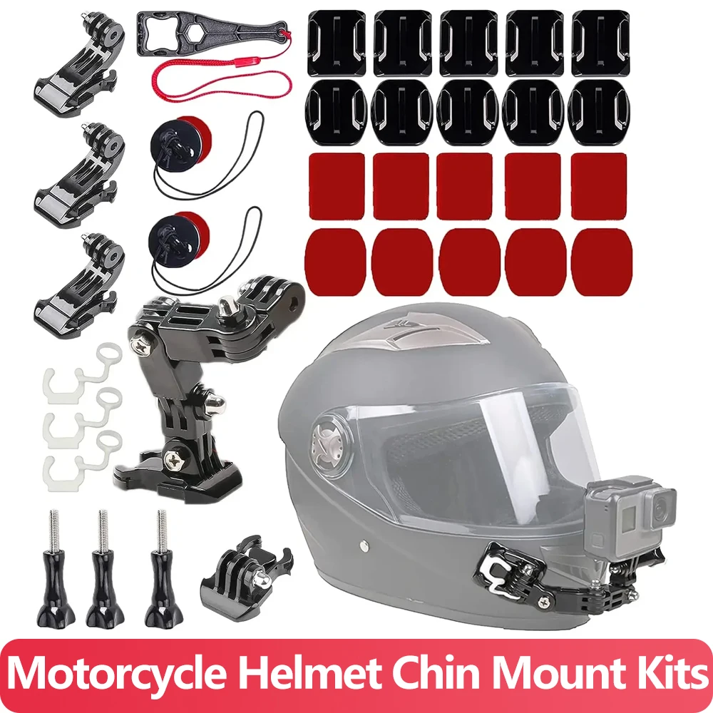 Accessories Kit for GoPro Hero 13 12 11 10 9 8 7 6 5 4 SJCAM AKASO Osmo Motorcycle Helmet Chin Mount Go Pro Insta360