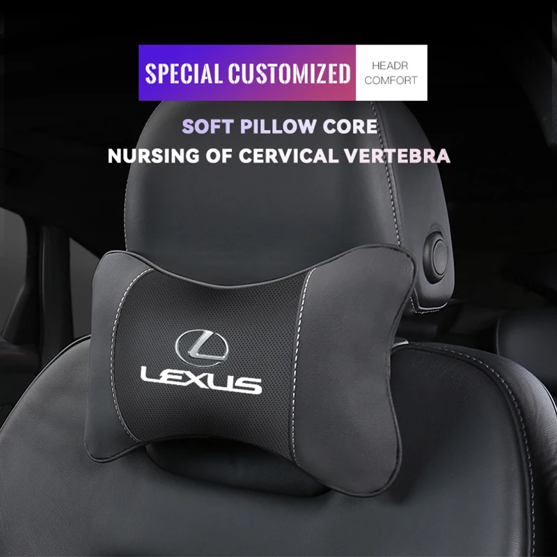 Car Headrest Leather Neck Pillow Auto Interior For Lexus RX330 IS250 Ct200h ES300h RX350 IS300h NX300h RX400h ES350 Head Support