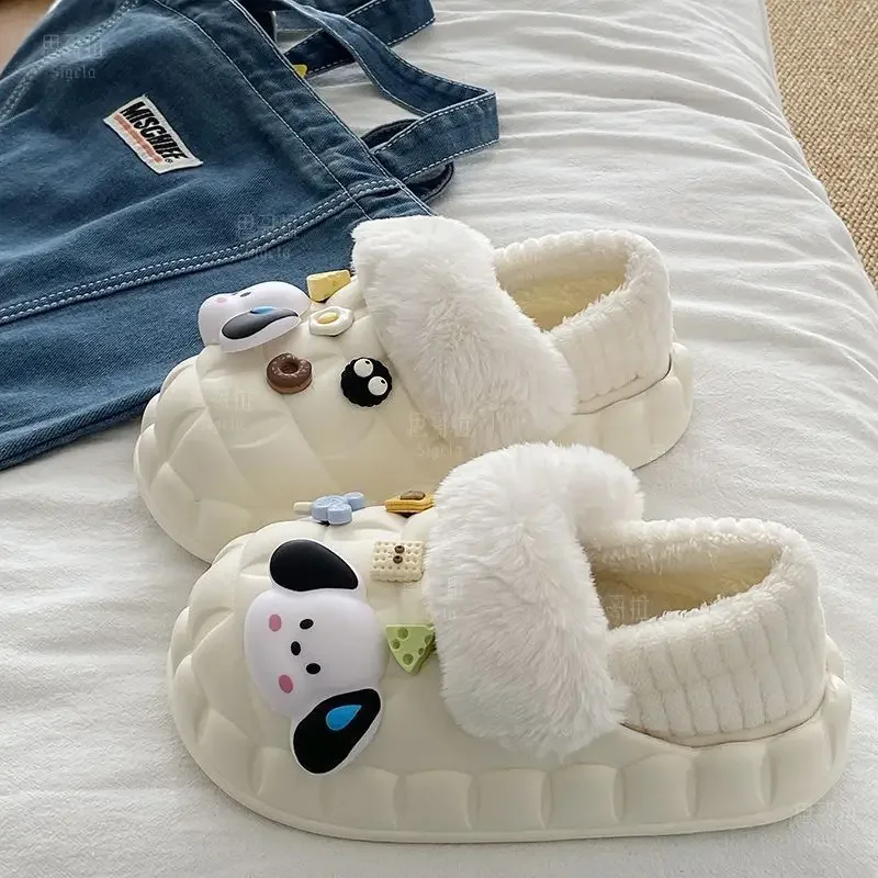 Pochacco Cotton Slippers MINISO Non-slip Handiness Keep Warm Cotton-padded Shoes New Cartoon Leisure Comfort Removable Slipper