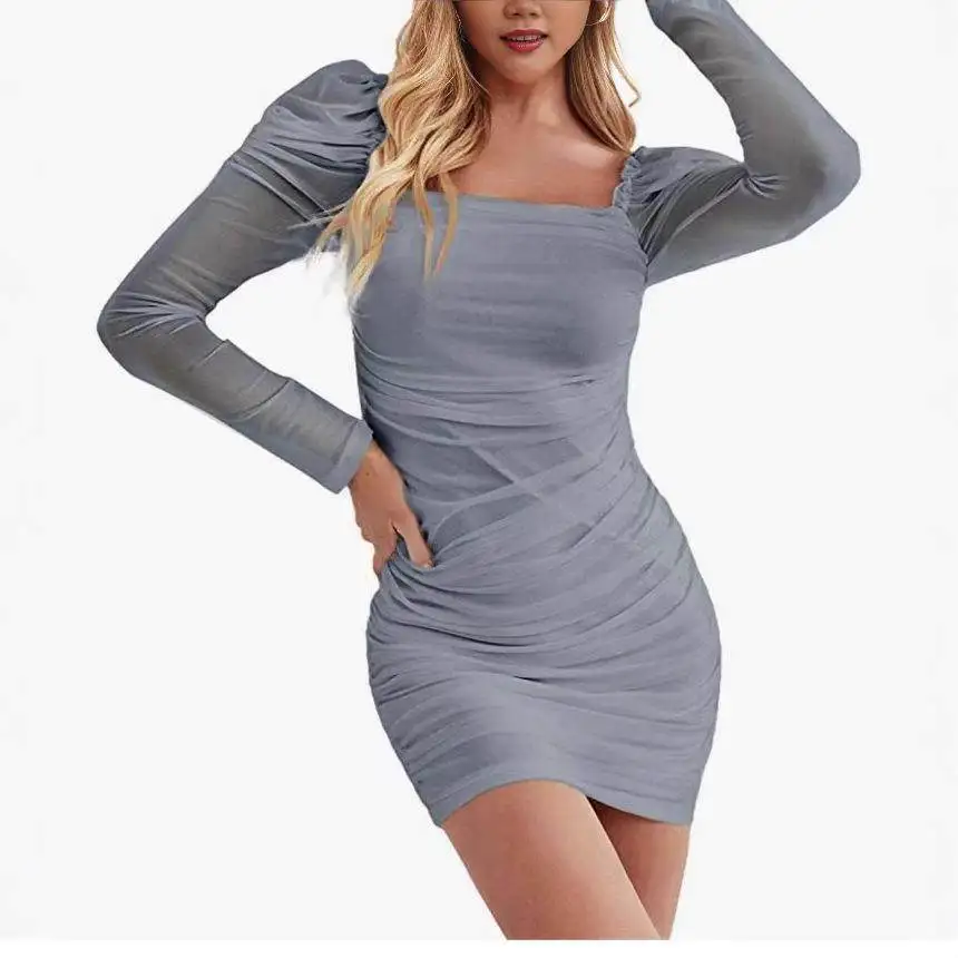 

Новинка Весна-Лето: Сексуальное женское платье с длинным рукавом, юбкой-оберткой, завышенной талией и квадратным вырезом Ciwalk