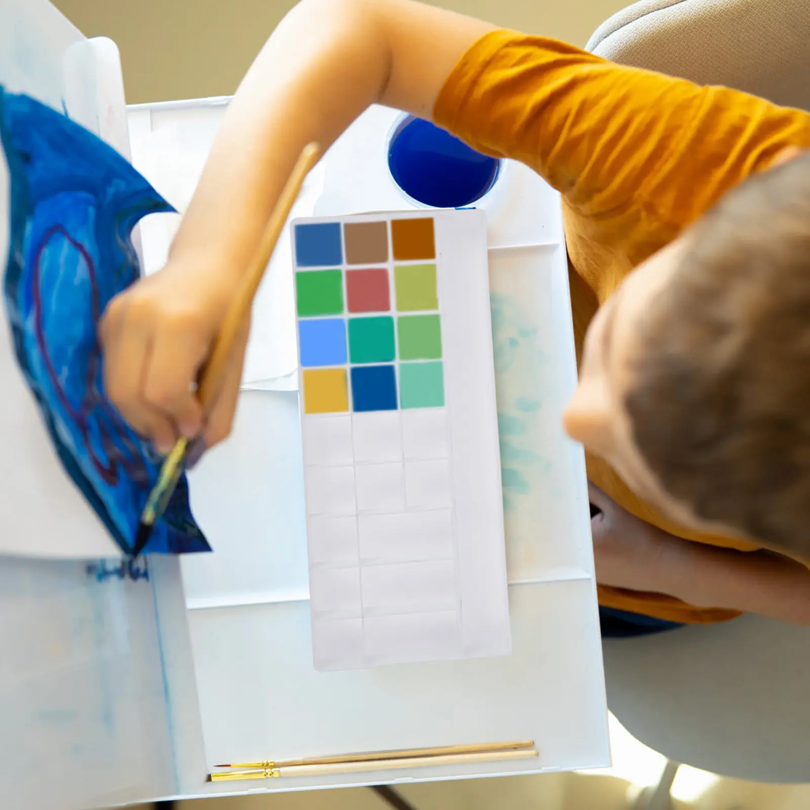 

Набор из 2 пластиковых палитр премиум-класса для смешивания цветов с гладкой поверхностью для рисования, живописи, каллиграфии, экономия места