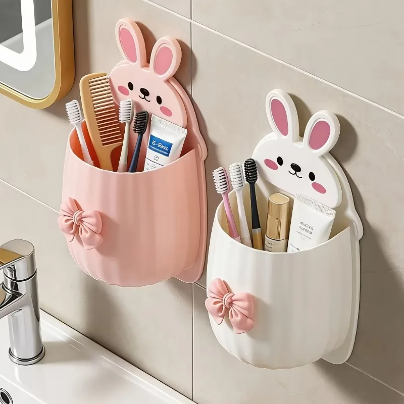 Cute Rabbit Storage Rack for Organizing and Storing Items Toothpaste Pencils Hair Combs Etc in The Bathroom Home Room No-drill
