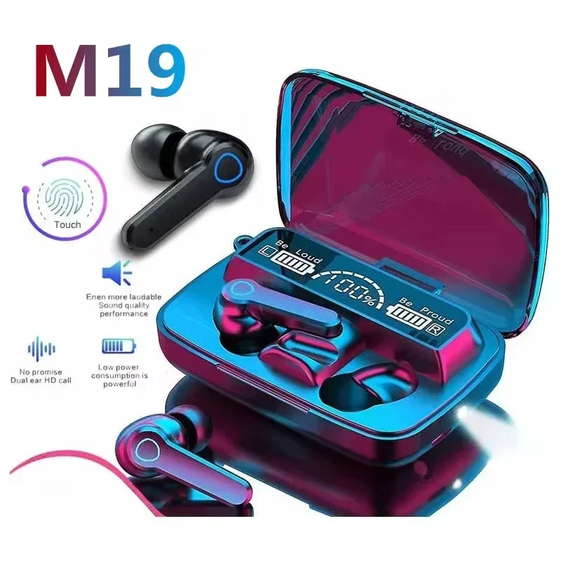 M19 headset TWS Earphone Intelligente Touch Control Wireless Bluetooth-compatible Headphones Waterproof LED Display With Mic