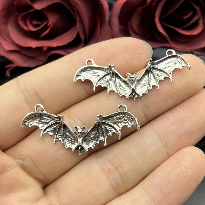 6pcs 42*18mm Gothic Vintage Bat Charms Halloween Pendant Designer Charms Fit Jewelry Making DIY Jewelry Findings