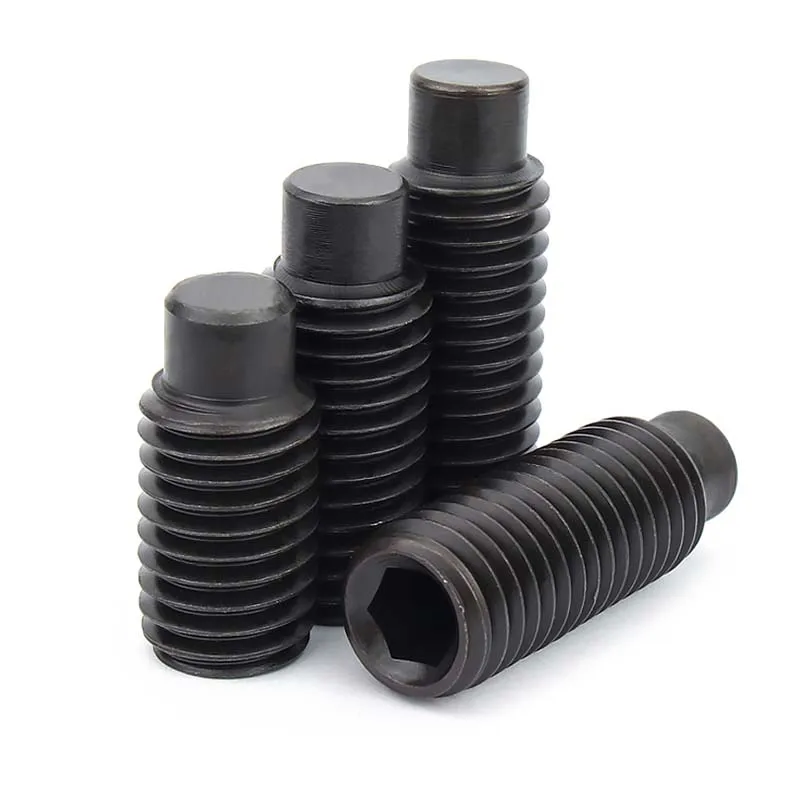 DIN915 Black Grade12.9 Steel Hexagon Socket Set Screw M2.5 M3 M4 M5 M6 M8 M10 M12 M14 M16 Dog Point Grub Convex Headless Bolt