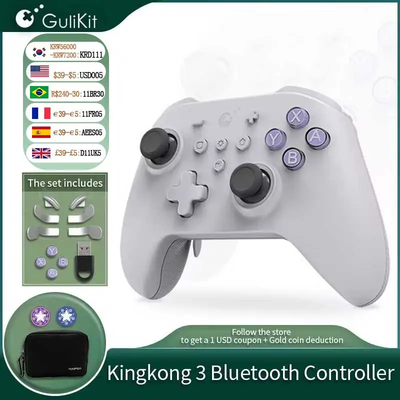 GuliKit KK3 MAX Bluetooth Controller，Wireless Gamepad with Hall Joystick NS39for Nintendo Switch/NS OLED/PC/MacOS/IOS/Steam Deck