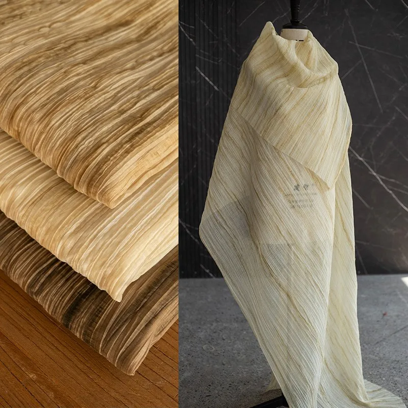 pleated tie-dyed fabric slightly translucent flowing and breathable dress high-end fashion designer
