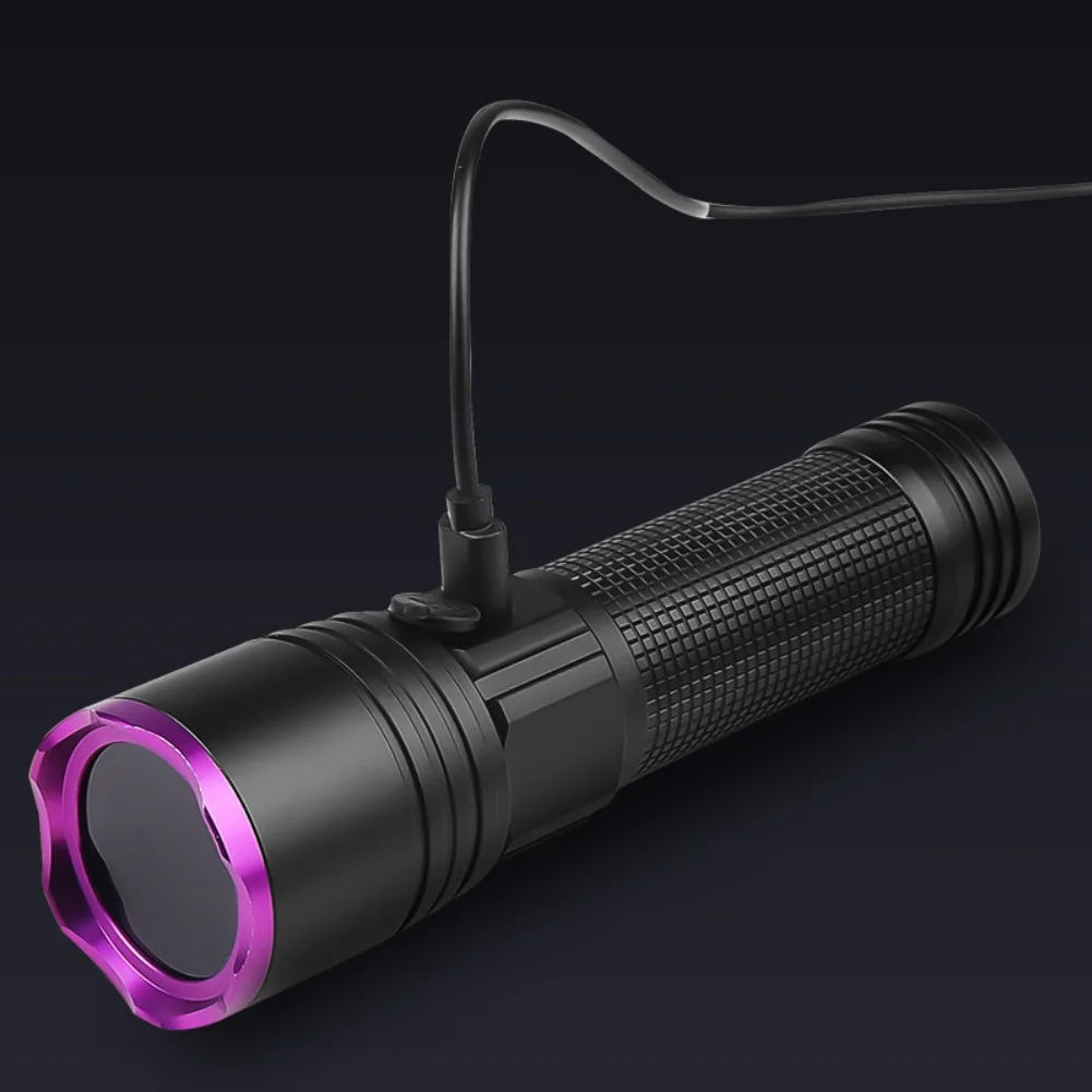 10W 365nm For UV Flashlight USB Rechargeable Light High Power Flashlight For Pet Detection Outdoor Tool Accessories