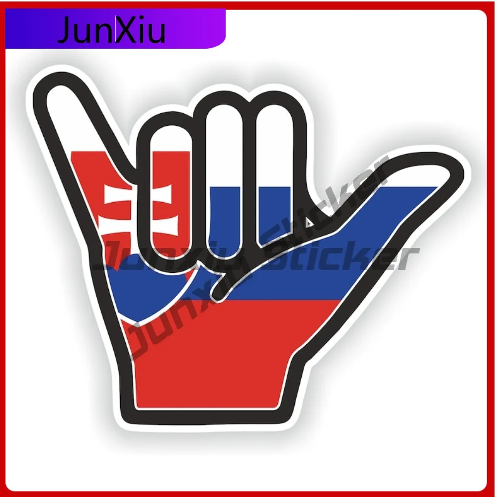 Slovakia Flag Shaka Hand Hang Loose Sticker Vinyl Decal Graphic Car Cover Waterproof Outdoor Suv Rv Refit Stickers Funny Decora