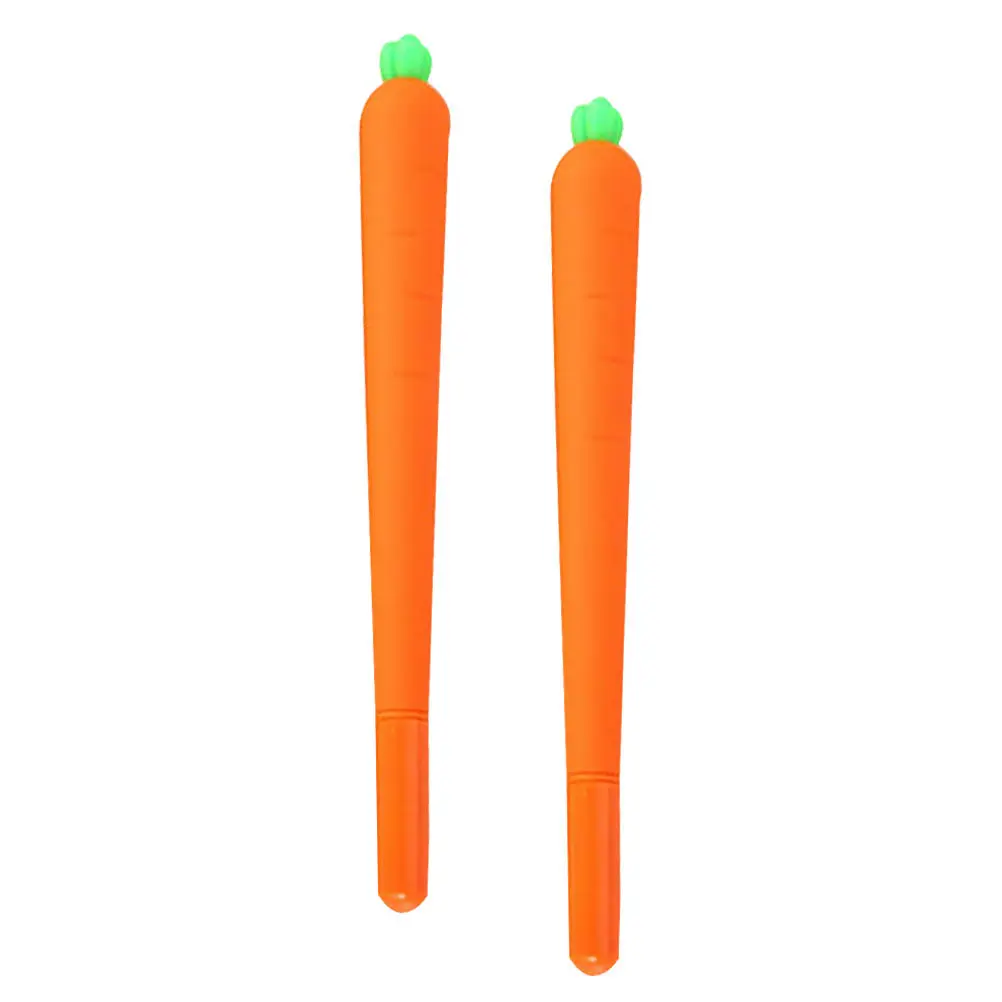 2Pcs Carrot Gel Ink Pen Adorable Vibrant Stationery Gel Pen Fine Tip Smooth Writing Comfort Grip Silicone Shell Eco Friendly