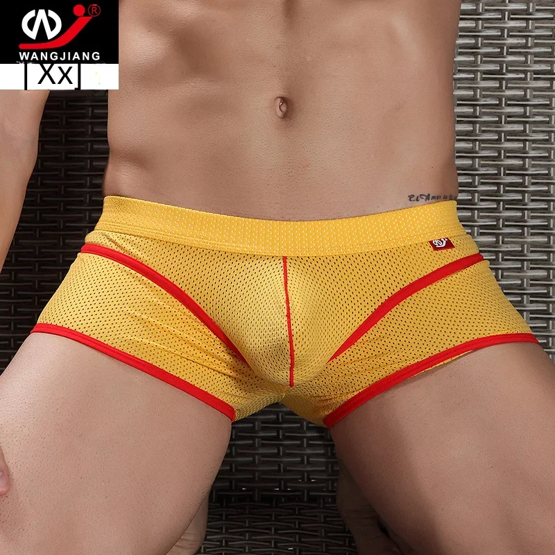 WJ Men's Quick Dry Low-Rise Boxers Breathable Mesh Underwear Sexy Shorts Comfortable Innerwear for Active Men