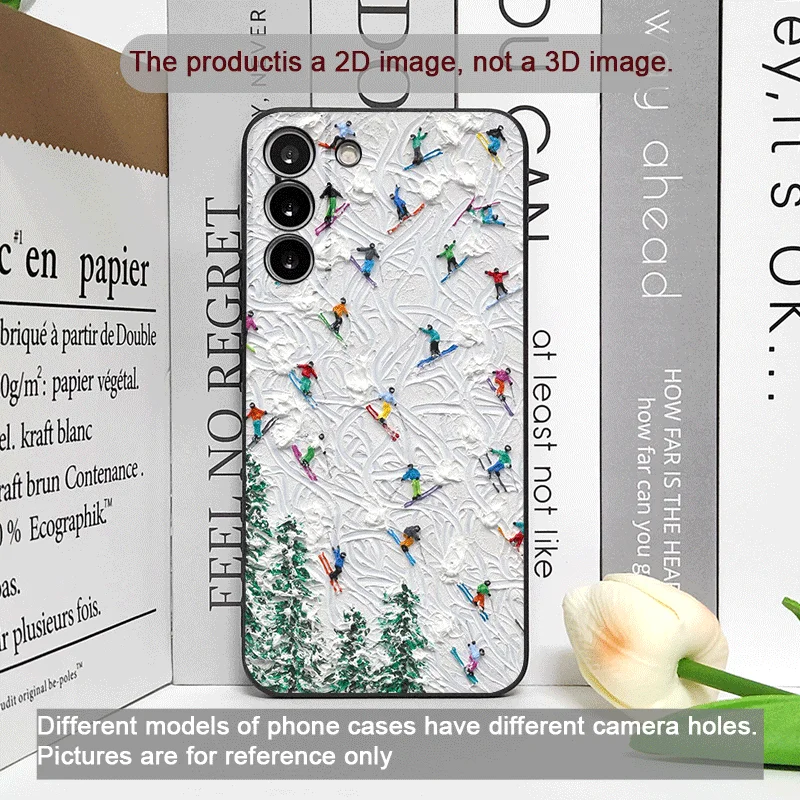 النفط اللوحة من مشهد الثلج التزلج نمط جراب هاتف ل ممن لهم رينو 13 12 F 11 10 برو زائد A98 A74 البحث X8 X5 X3 لايت غطاء ناعم