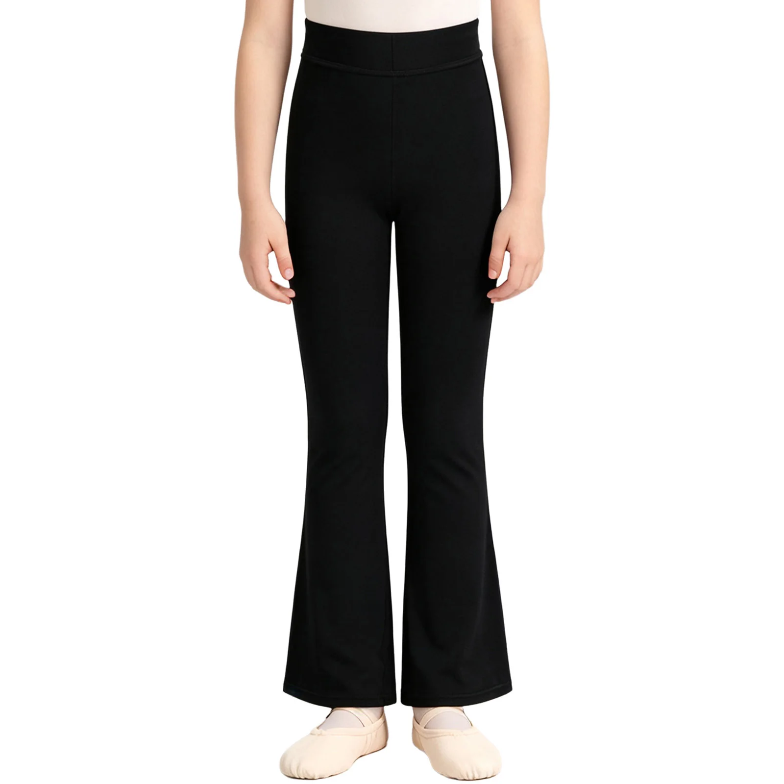 Pantaloni a zampa d'elefante con elastico in vita per bambine, vestibilità slim, elasticizzati e traspiranti per la pratica e l'allenamento di danza latina