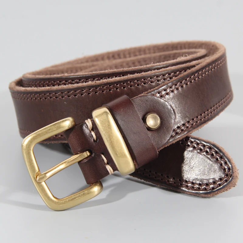 Brass Buckle Ladies Belt Retro Simple All-match Genuine Leather Fashion Trend Jeans Belt Slim Designer Belt Jeans Belt