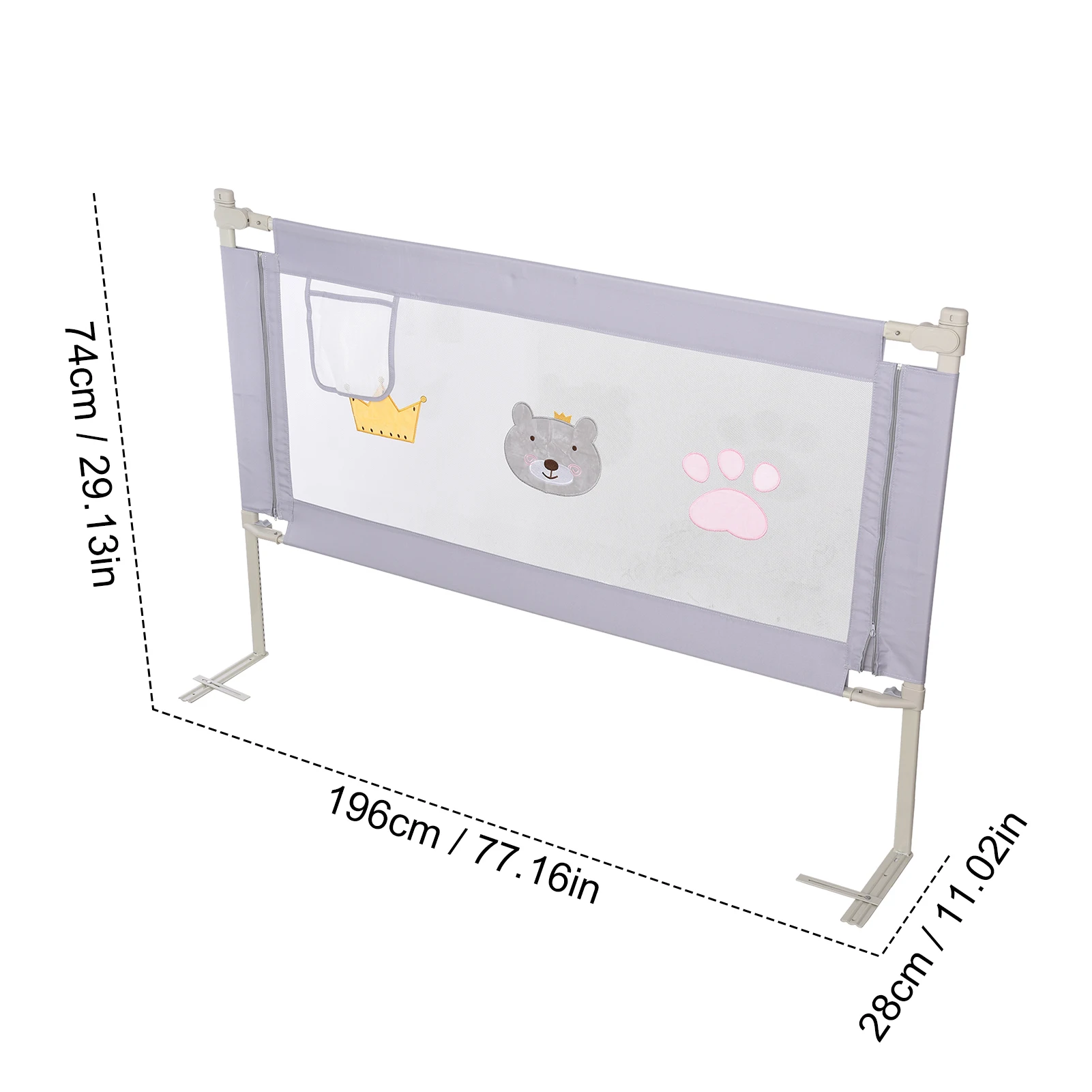 Bumper Safety Rails Guard para criança, Trilho extra alto, Segurança de cama, Cerca ajustável para camas queen size