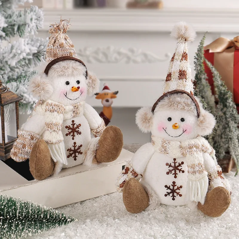 Warm Christmas Short Legged Snowman Doll Knitted Snowman Doll Decoration Christmas Children's Gifts Holiday Party Decorations