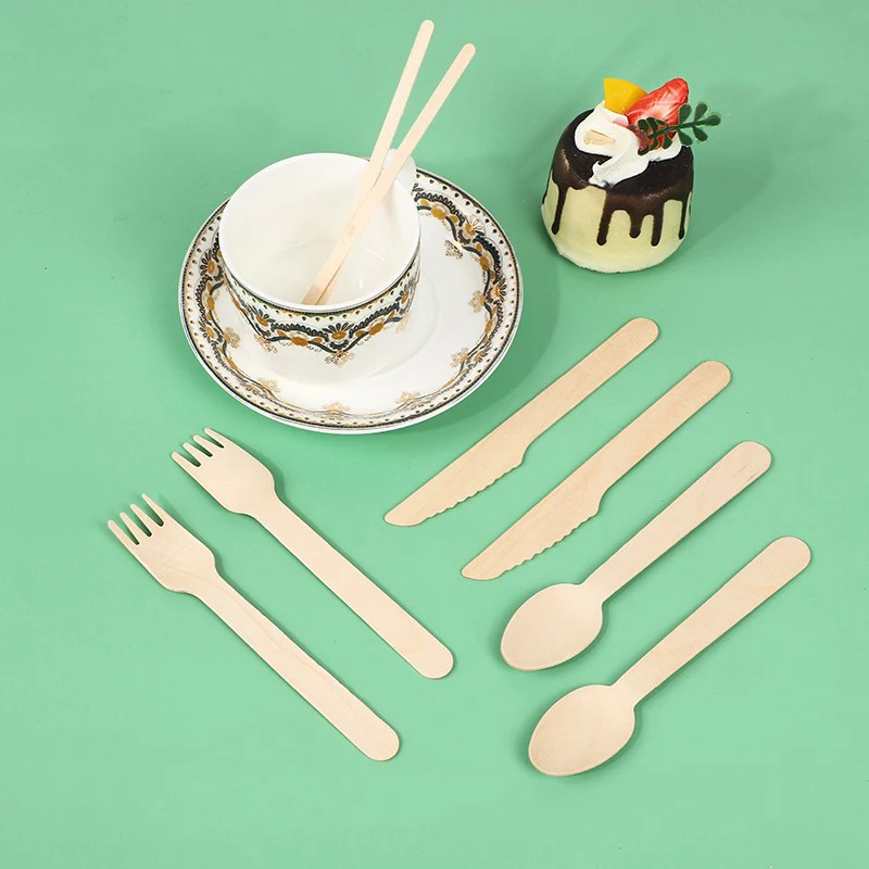 

100Pcs Eco-Friendly Mini Wooden Spoons & Forks Set for Desserts, Ice Cream, Weddings & Parties