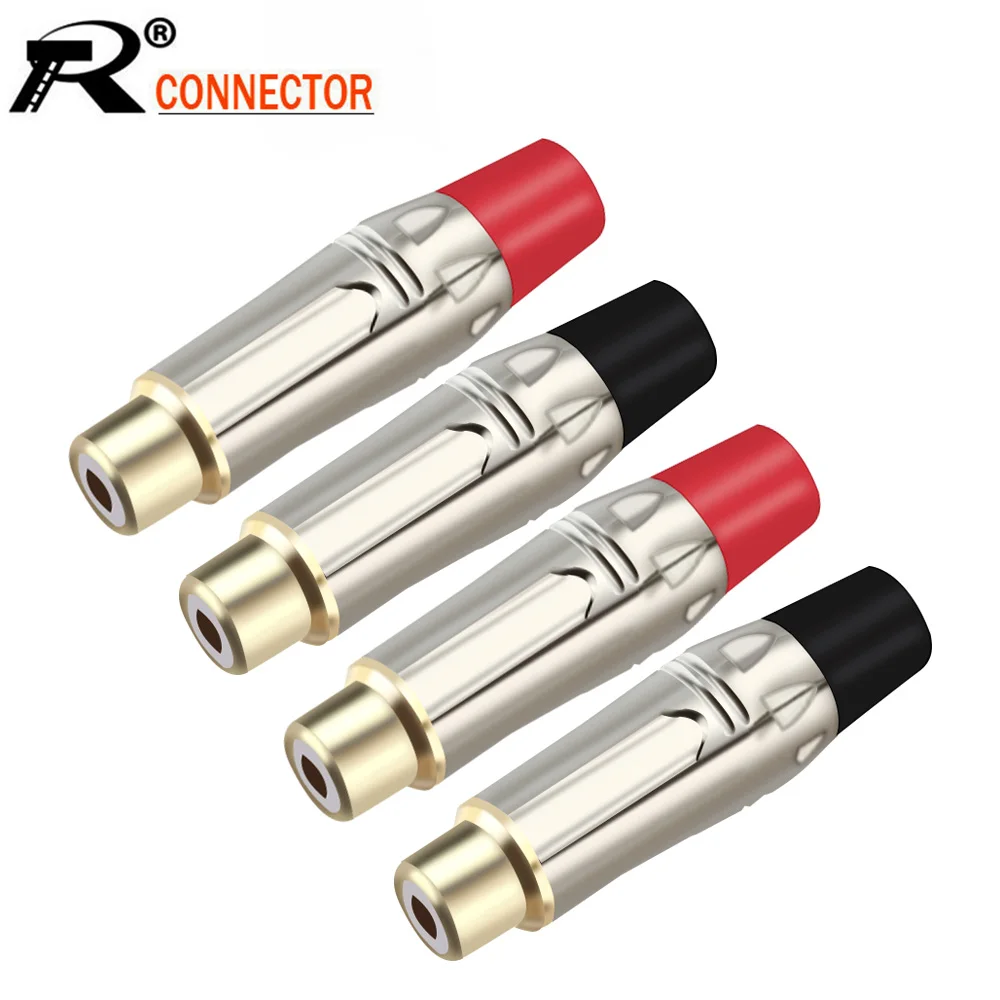 10PCS Nickel Plated RCA Audio And Video Plug Connector RCA Female Jack Red&Black Color