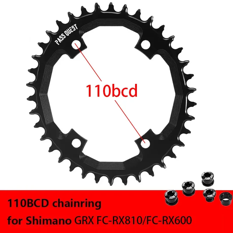 PASS QUEST 110 bcd 4 bolt chainring for shimano grx fc rx600 rx810 round oval narrow wide chainring 36 40t 42t 46t 48t 50t 52t