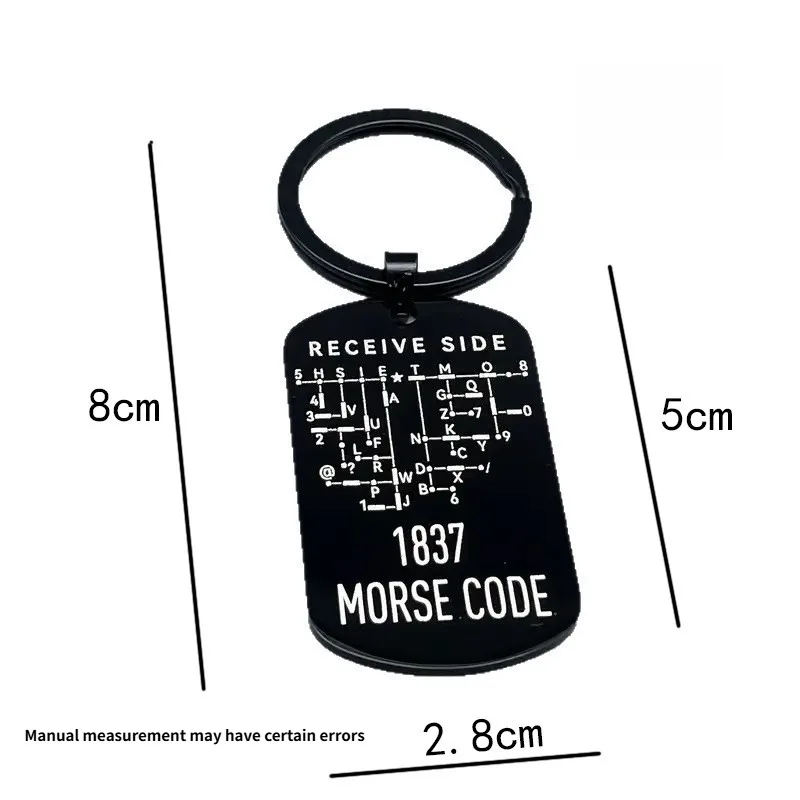 For Radio Amateurs Stainless Steel Double-Sided Alphanumeric Morse Code Keychain Educational Car Pendant Unisex Gift