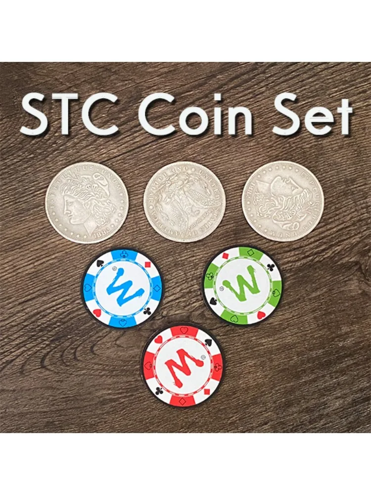 Ensemble de pièces de monnaie STC, tours de magie, changement de pièce de monnaie pénétrant, Illusion de gros plan, Gimmick, multiplicateur de pièces d'argent pour puce, accessoire de Magica