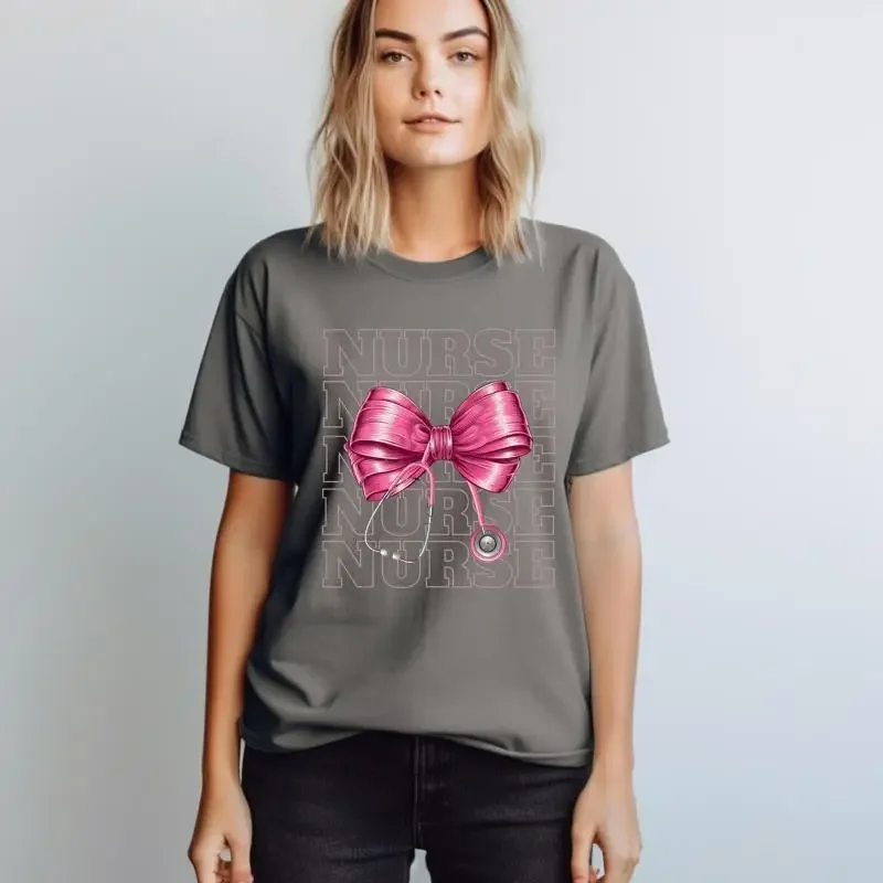 Nurse Bow t shirt Coquette Stethoscope SweaT Ribbon