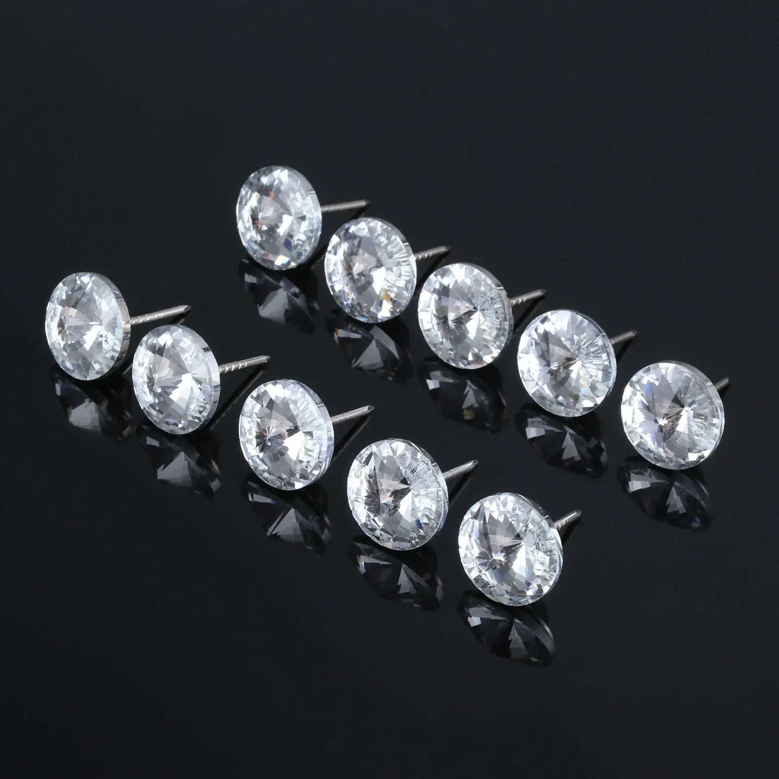 10Pcs 22mm Diameter Crystal Glass Upholstery Nails Decorative Buttons Tacks Studs Pins Crafts Sofa Wall Furniture Decoration