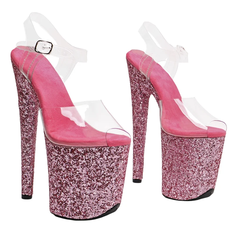 

Leecabe 20cm/ 8inches Clear PVC upper small open toe fashion sexy platform high heel stripper heel pole dance Sandals shoes