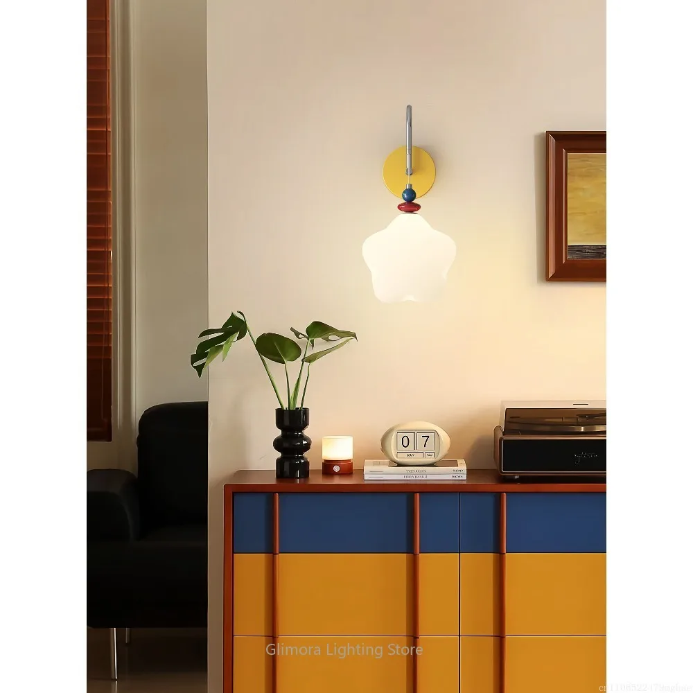 Mid-Century Colorful Wall Sconce with Full Spectrum LED, Eye-Care Decorative Light for Living Room