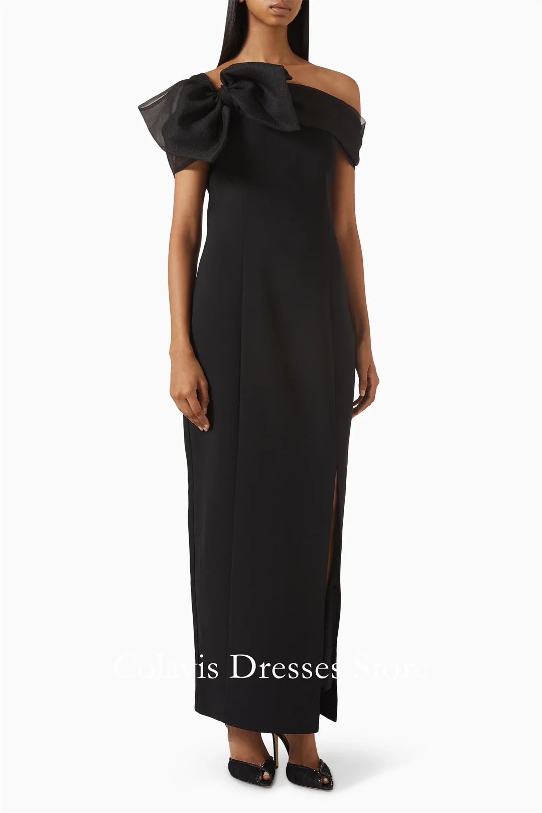 

2025 Customized One-Shoulder Black Mermaid Crepe Plus Size Prom Dresses Evening Dress Women Evening Gowns Formal Party Dress