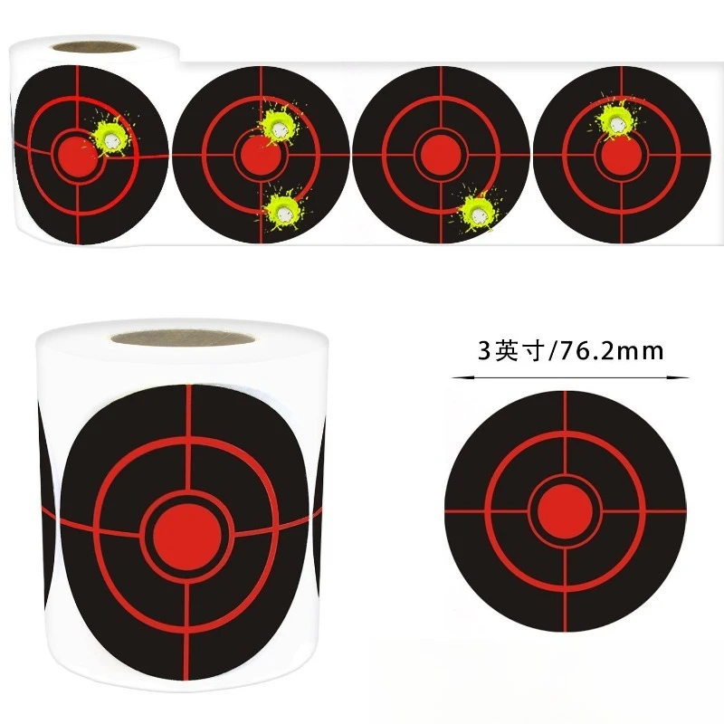 3 inch 100 sheets, one roll of training shooting target stickers, splash fluorescent yellow roll target stickers, gun targets