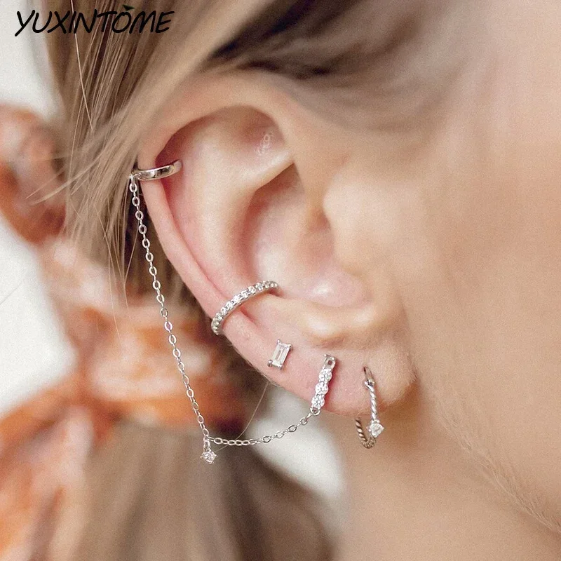 925 Sterling Silver Needle Punk Silver Series Small Hoop Earrings for Women 24K Gold Earrings Trend Jewelry Ear Accessories