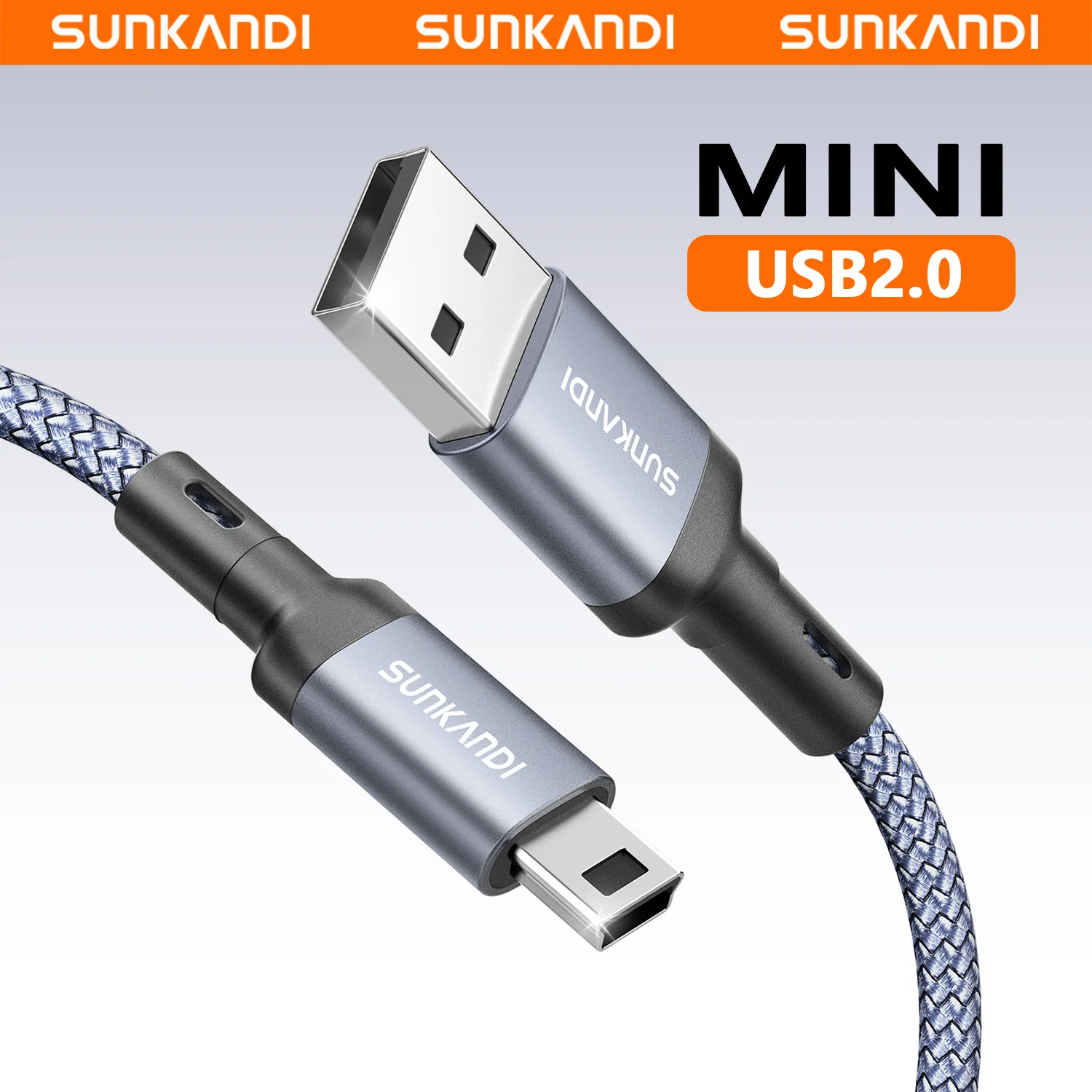 SUNKANDI Mini USB Cable, USB 2.0 to Mini B Male Charger Cord Durable Mini to USB Charging Cable for MP3 Player, Camera,