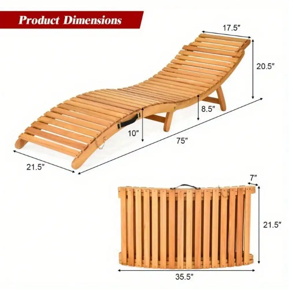 Klappbarer Chaiselongue-Stuhl, Sofa, Outdoor, Holzbank, Garten, Terrasse, mit Kissen