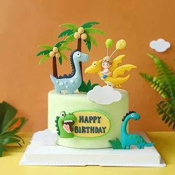 Cartoon Dinosaur Birthday Cake Topper Volcano Jungle Roar Dinosaur Theme Party Decorations Kids Baby Shower Gift Cake Decorating