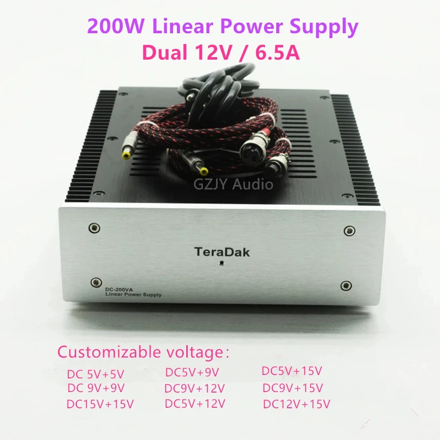 

TeraDak Dual 12V / 6.5A Output HiFi 200W Linear Power Supply Upgrade Version / Dual 5V/9V/15 Optional