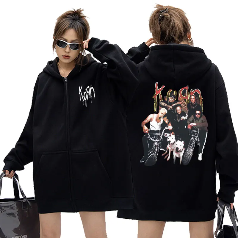 American Rock Band Korn ISSUES Graphic Zipper Hoodie Male Fashion Zip Up Jacket Men Women Gothic Vintage Oversized Sweatshirt