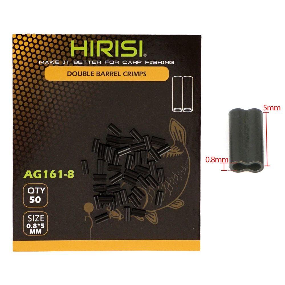 Hirisi 50 stuks dubbele koperen visbuizen – krimphulzen, visdraadpijpconnector, visaccessoires AG161