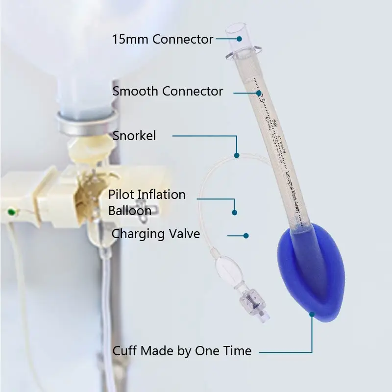 Califed Disposable Silicone Laryngeal Mask Airway Anesthesia Breathing Tube Soft Cushion Masks for kids and adults Size 1.0-5.0