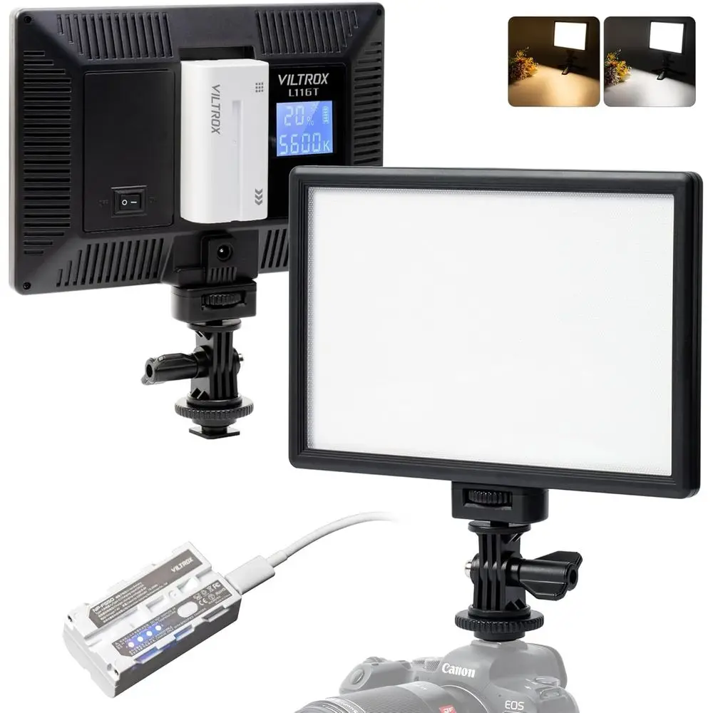 

15W LED Video Light Panel, 3300K-5600K On Camera Light, Super Thin Key Light Panel with NP-550, Led Photography Lighting CRI95+