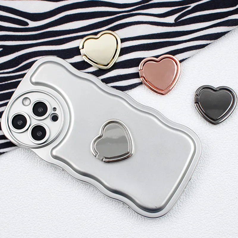 1pcs Metal Heart Mobile Phone Finger Ring Holder Telephone Support Accessories Magnetic Car Bracket Socket Stand mobile phones