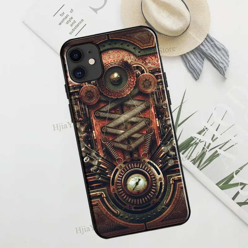 Steampunk Gear Mechanical TPU Case For iPhone 13 11 14 12 15 16 Pro Max mini XR X XS Max Plus Cover Funda