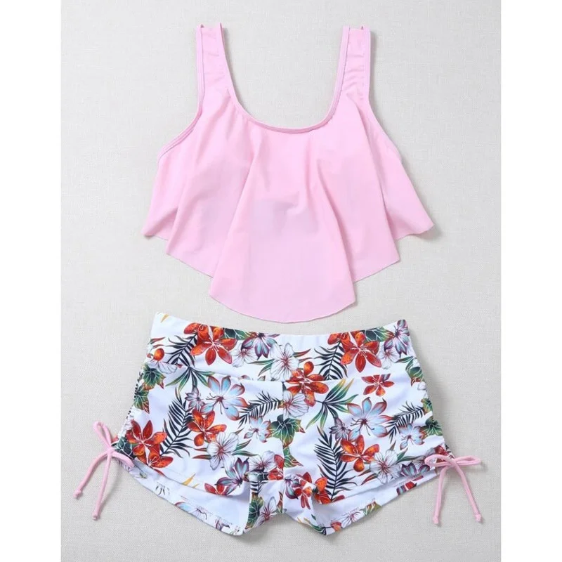 Summer Print Swimsuit Tankini Sets Female Swimwear Sports Beach Wear Two-Piece Girls Bathing Suits Pool Women Swimming Suit 2024