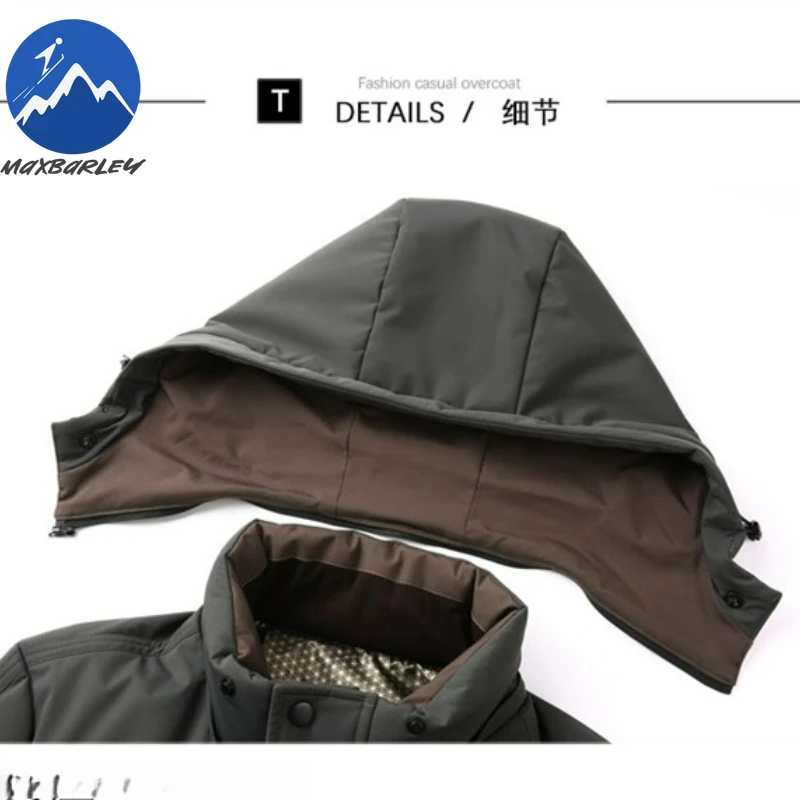 Maxbarley Mens Down Jacket Fashion Hooded Commute Office Thickened Warm Puffer Coat Luxury Travel Windproof Lightweight Parka