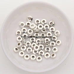 (50Pcs / Lot !) Zinc Alloy Tibetan Silver European Charm Connector Crimp End Beads Size 6mm ZN121B