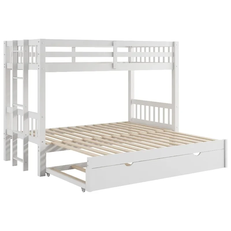 White high and low with pull-out bedroom bed