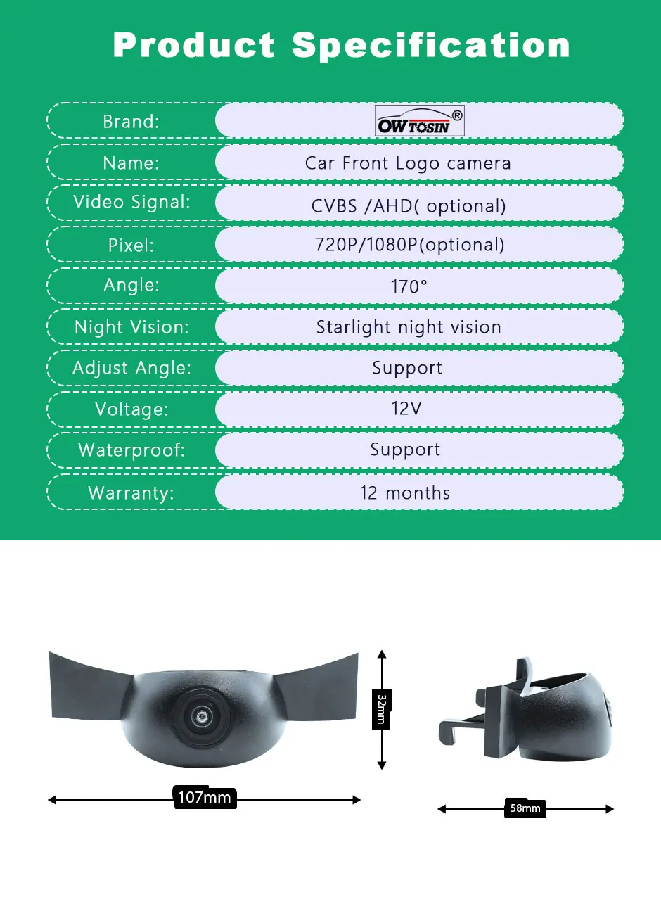 For Mercedes Benz GLE W167 V167 GLE350 GLE450 2019 2020 2021 Front Logo View Camera 170° Fisheye AHD 1080P Vehicle Car Camera