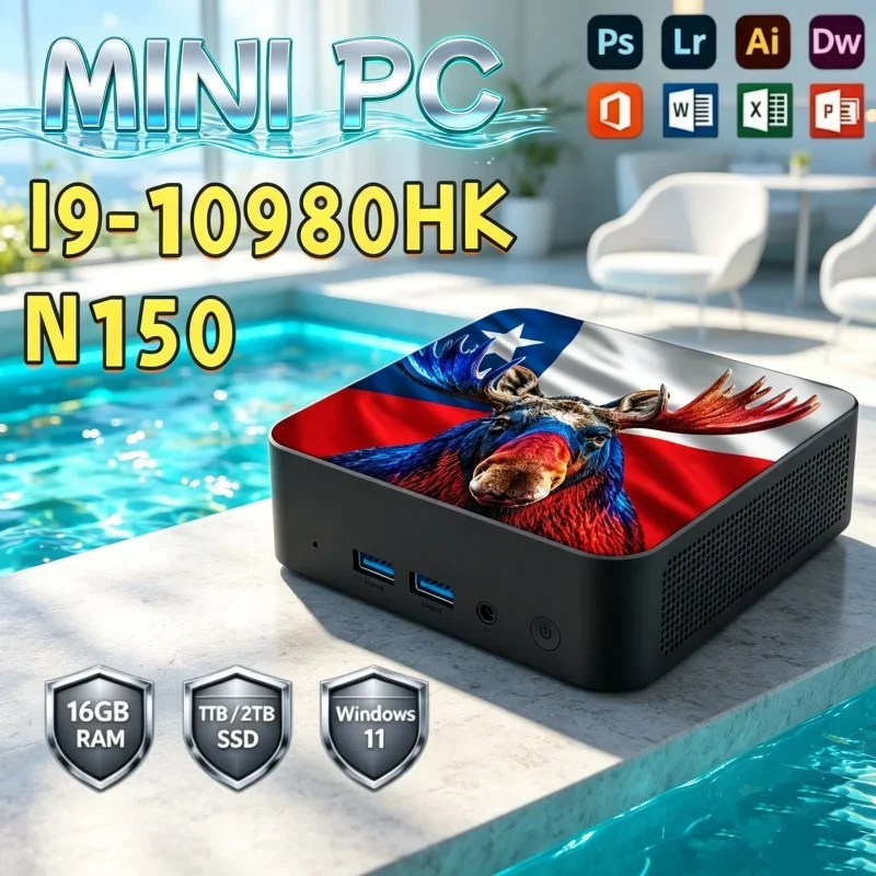 省電力コアi9-10980hk-n150-clパターンミニpc、wifi6-bt52、デュアルギガビットポート、4kマルチディスプレイ対応コンパクトホスト